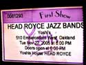 Head-Royce ticket stub at Yoshi's
