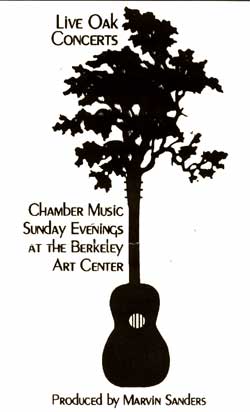 Live Oak Concerts program logo: Oak tree and guitar