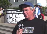 Doug Buckwald speaking at Sproul Plaza