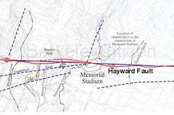 hayward fault stadium map