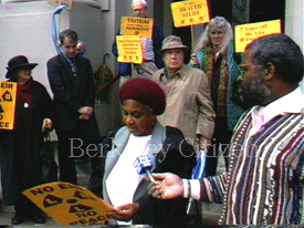 Madelle Shirek speaking to the Berkeley Progressives say no to radioactive Tritium releases at LBNL press conference