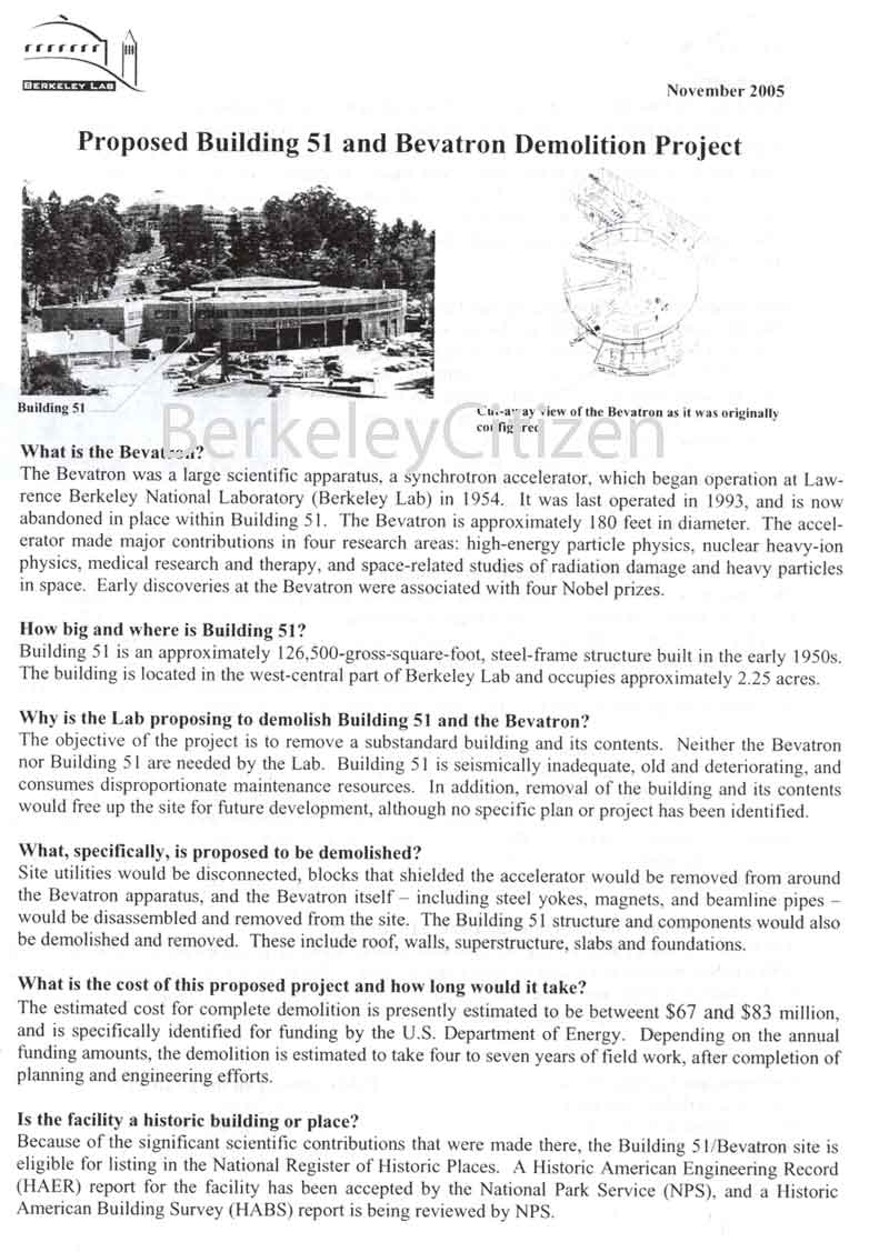 Bevatron Demolition Notice