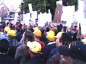 PSC Union protesting at Berkeley City Council